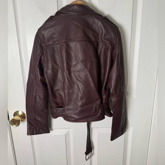 All saints Balfern Leather Jacket Deep Berry 2 - Picture 6 of 11